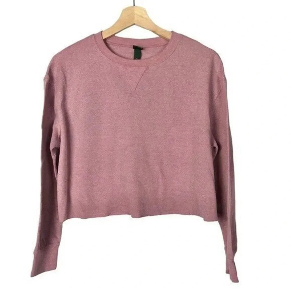 Wild Fable Pink Thermal Knit Crewneck Cropped Long Sleeve M - Picture 1 of 3
